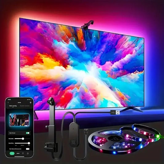 ✨ Crea un’atmosfera unica in salotto e durante il gaming.
Illuminazione dinamica RGBIC con sensore per catturare i colori dello schermo e riprodurli in tempo reale dietro la TV.